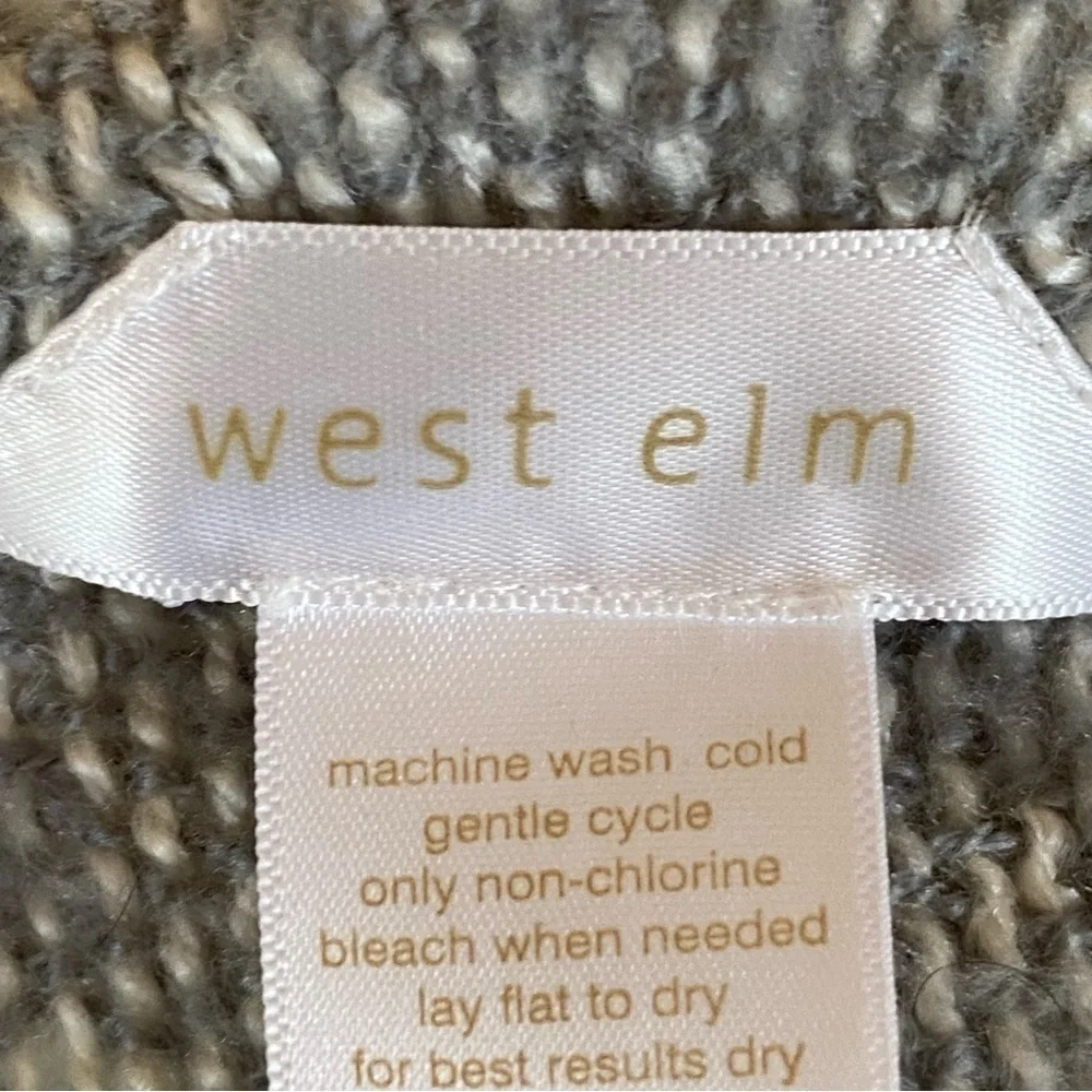 West Elm Gray Striped Throw Blanket Fringe Super Soft Wool 50 x 60